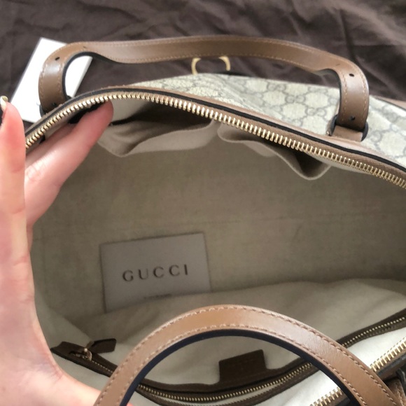 Brand New Gucci Monogram Tote with Beige Leather - Picture 10 of 16